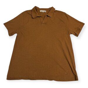 Merz b. Schwanen Brown Knit Polo Shirt Size S Linen Cotton Old Money Minimal